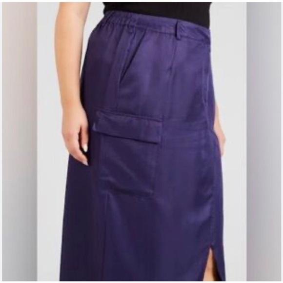 VERO MODA Astral blue Sikka High Waist Utility Cargo  Pockets Midi Skirt Size S - Picture 5 of 16